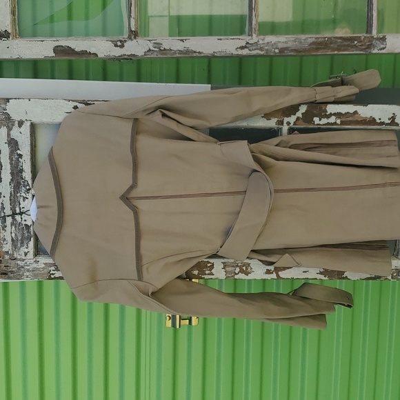 MaxMara Classics Khaki Mini Spy Trench coat, Melania Style Trench Wrap coat S/M - Picture 8 of 14